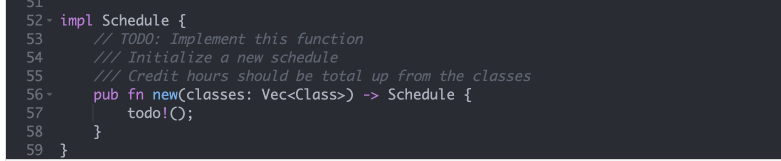 the function. It takes in a name and netid and returns a