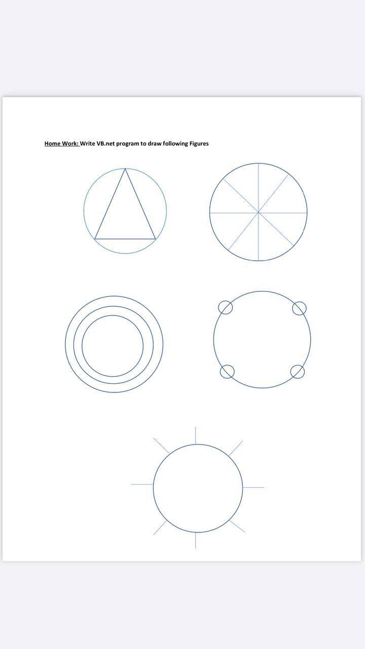 Only two Home Work: Write VB.net program to draw following Figures O