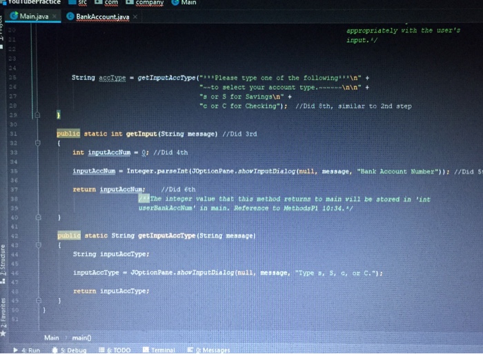 for the program to determine if the account is a savings or