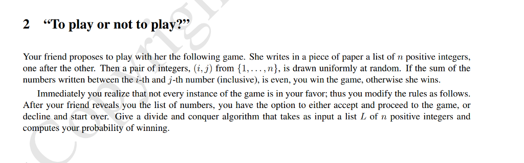 specify your algorithm clearly, prove that it is correct, give the recurrence