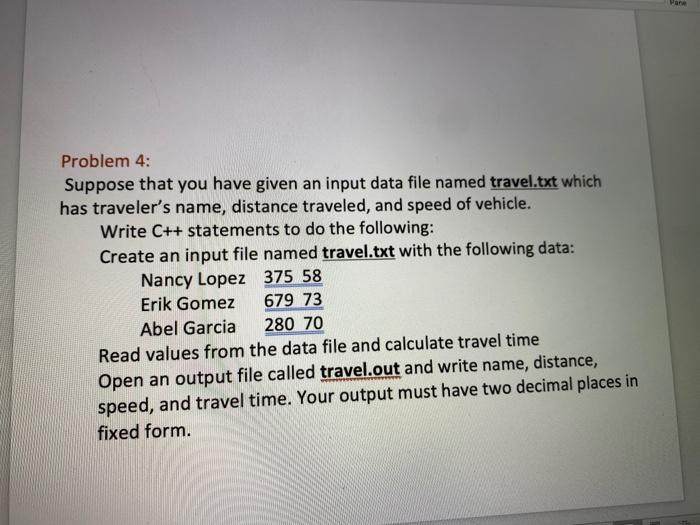  use Pane Problem 4: Suppose that you have given an input