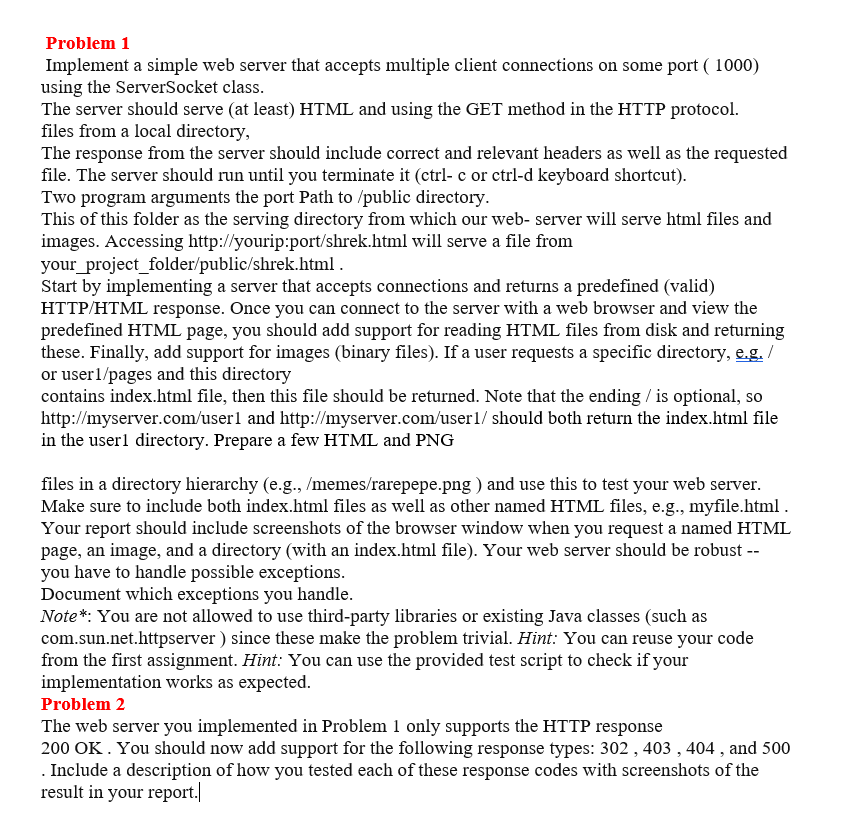 java this is whole question do you want the code that i