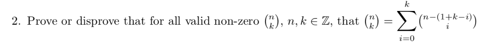 2. Prove or disprove that for all valid non-zero (h), n,