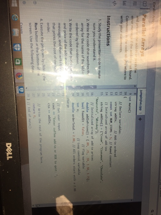 prints the nanes and prices of coffee orders. 2 // Input: Interactive