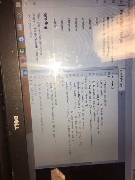 3 // Output: Nare and prtce of coffee orders or error message