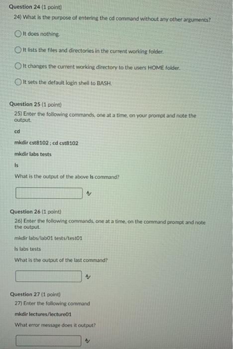 commands, one at a time, and note the output in your terminal.