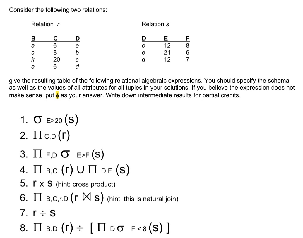  Relational Algebra 