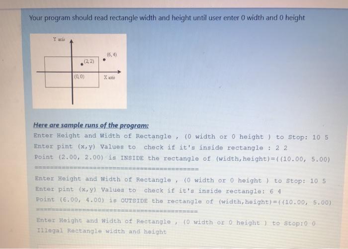 enter: 1. height and width of rectangle (xy) 2. enter a point