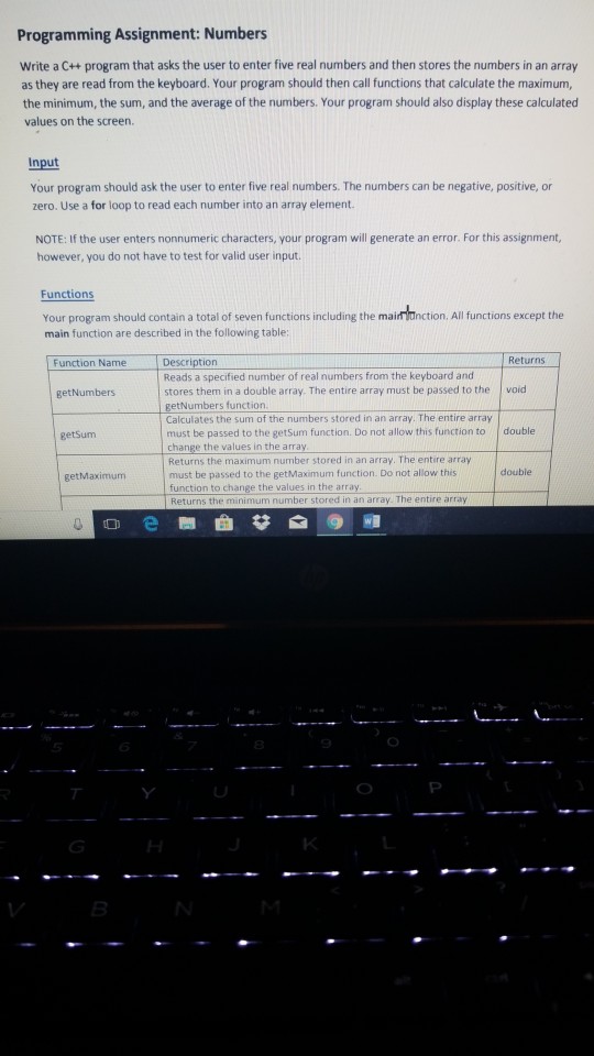  Programming Assignment: Numbers Write a C++ program that asks the user