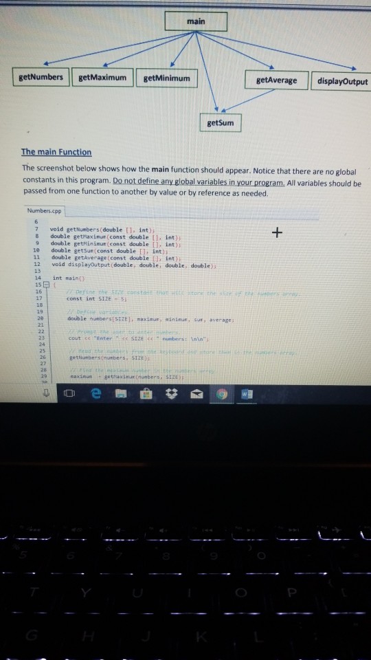 array as they are read from the keyboard. Your program should then
