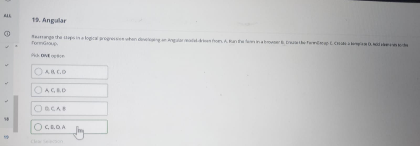  Angular Rearrange the steps in a logical progression when deweloping an