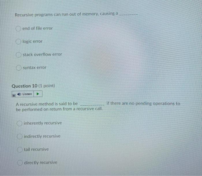 asap Recursive programs can run out of memory, causing a end of