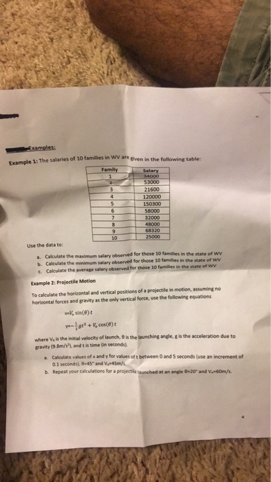  Excel homework help , two questions Example 1: The salaries of