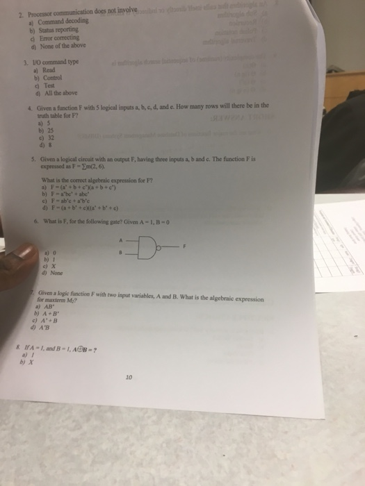  Processor communication does not involve a) Command decoding b) Status reporting