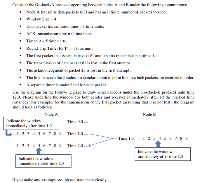 Computer Networks go-back-N protocol Consider the Go-back-N protocol operating between nodes A