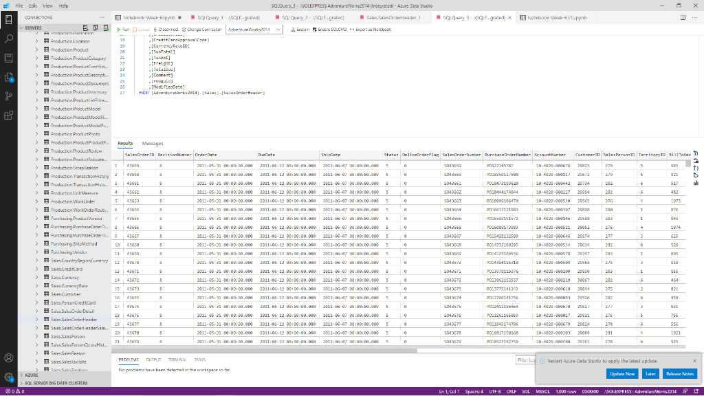 Write SQL Queries to answer the following questions (Use Sales.SalesOrderHeader Table ):