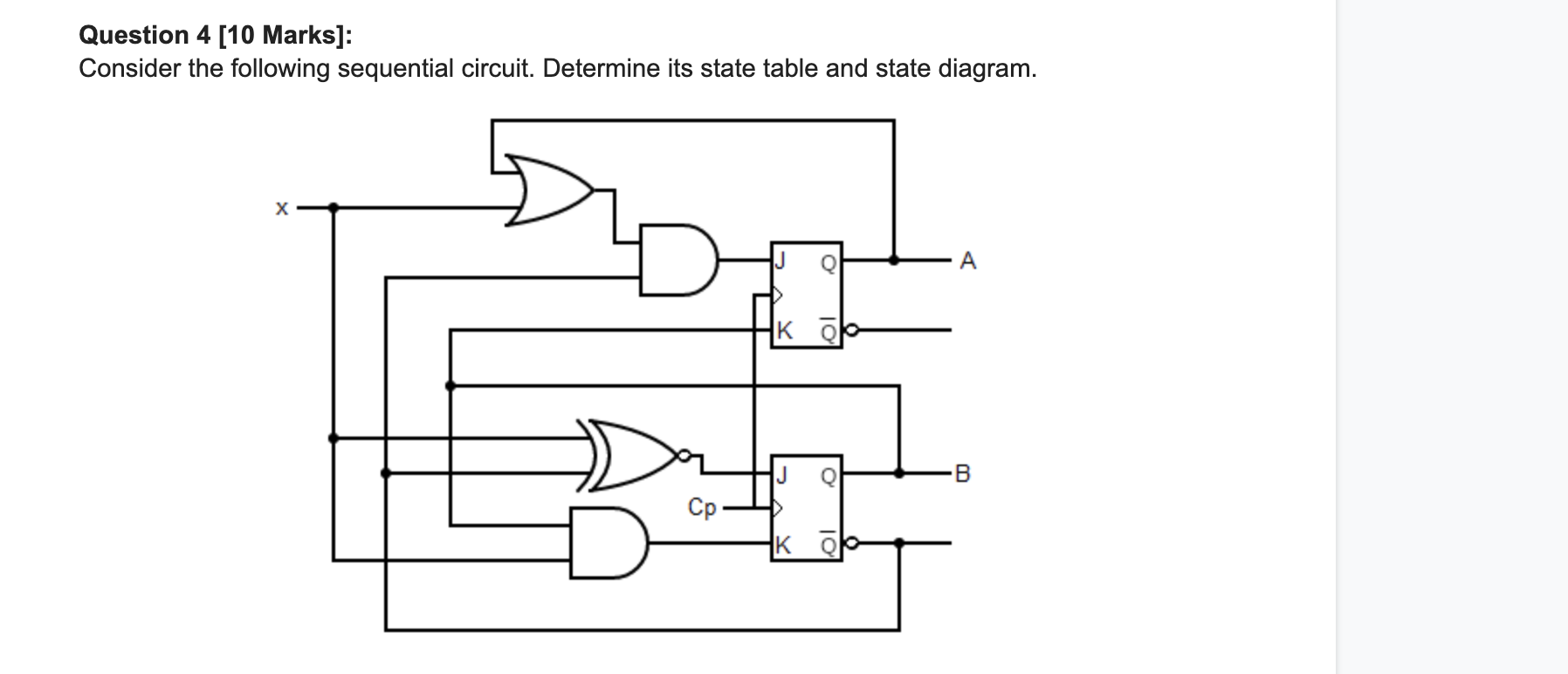  Question 4 [10 Marks]: Consider the following sequential circuit. Determine its
