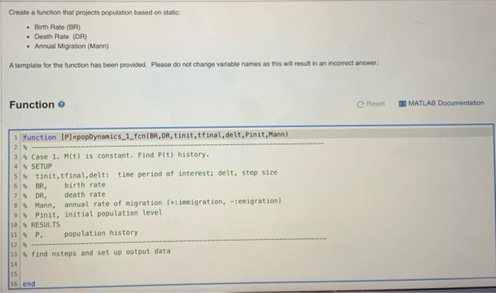  Create a function that projects population based on static Birth Rate