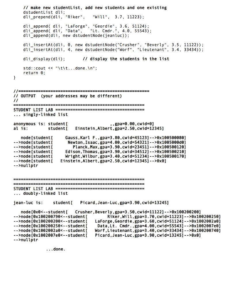 code and instructions attached. full main is given in the instructions. #include
