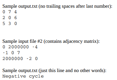 paths. The input text file will contain the graph represented as an