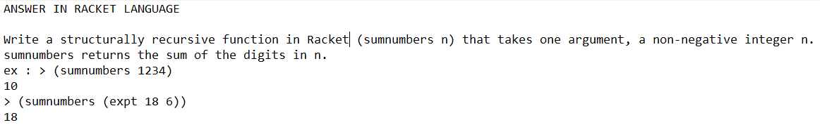  ANSWER IN RACKET LANGUAGE Write a structurally recursive function in Racket|