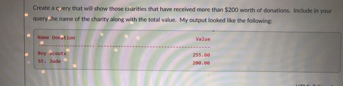 columns Create a query that will show the name and value of