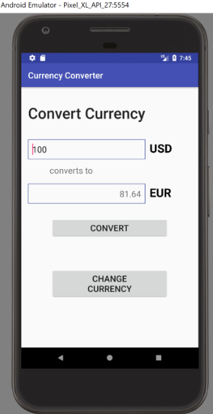 from dollars to another currency, and the other activity asks the user