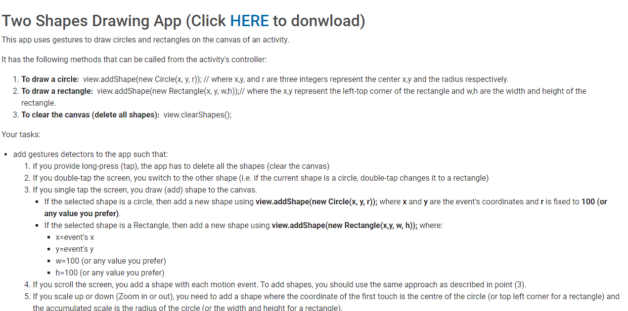 Android development I just want to know the solution to the task(java