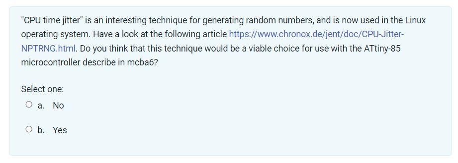  "CPU time jitter" is an interesting technique for generating random numbers,