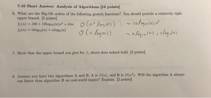  Algorithms Am I right for the first question? And I need