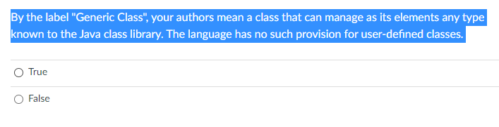  By the label "Generic Class", your authors mean a class that