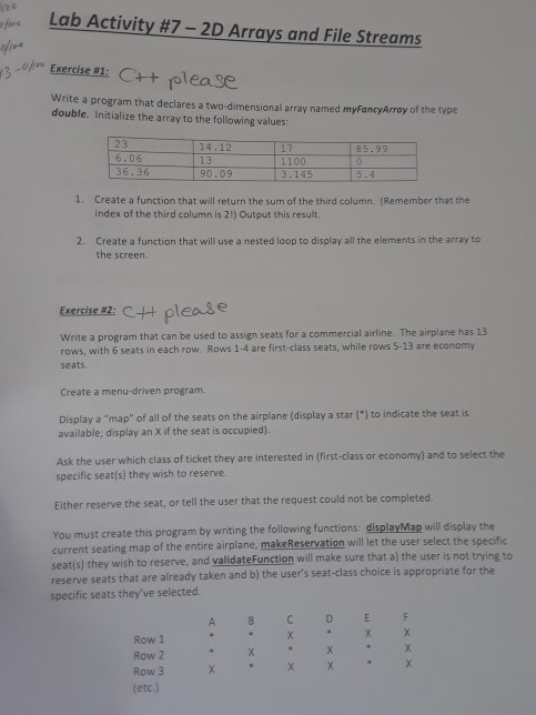  both exercise 1 and 2 and in C++ please Lab Activity