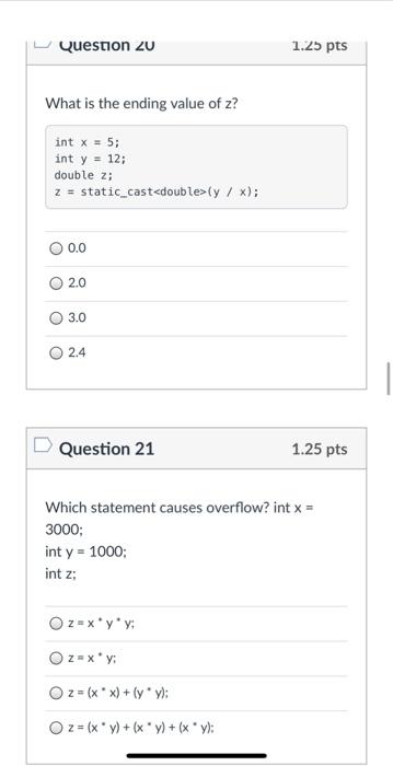 values of x does the default case execute in the code below?