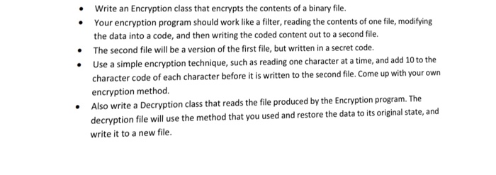 Java, written as txt file Write an Encryption class that encrypts the