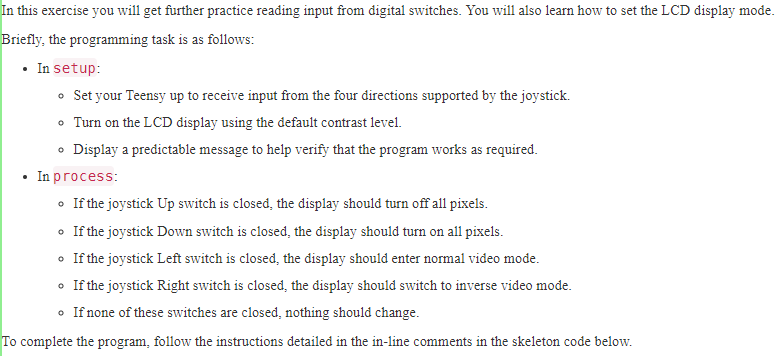 Complete the implementation of the setup and process functions. Download and use