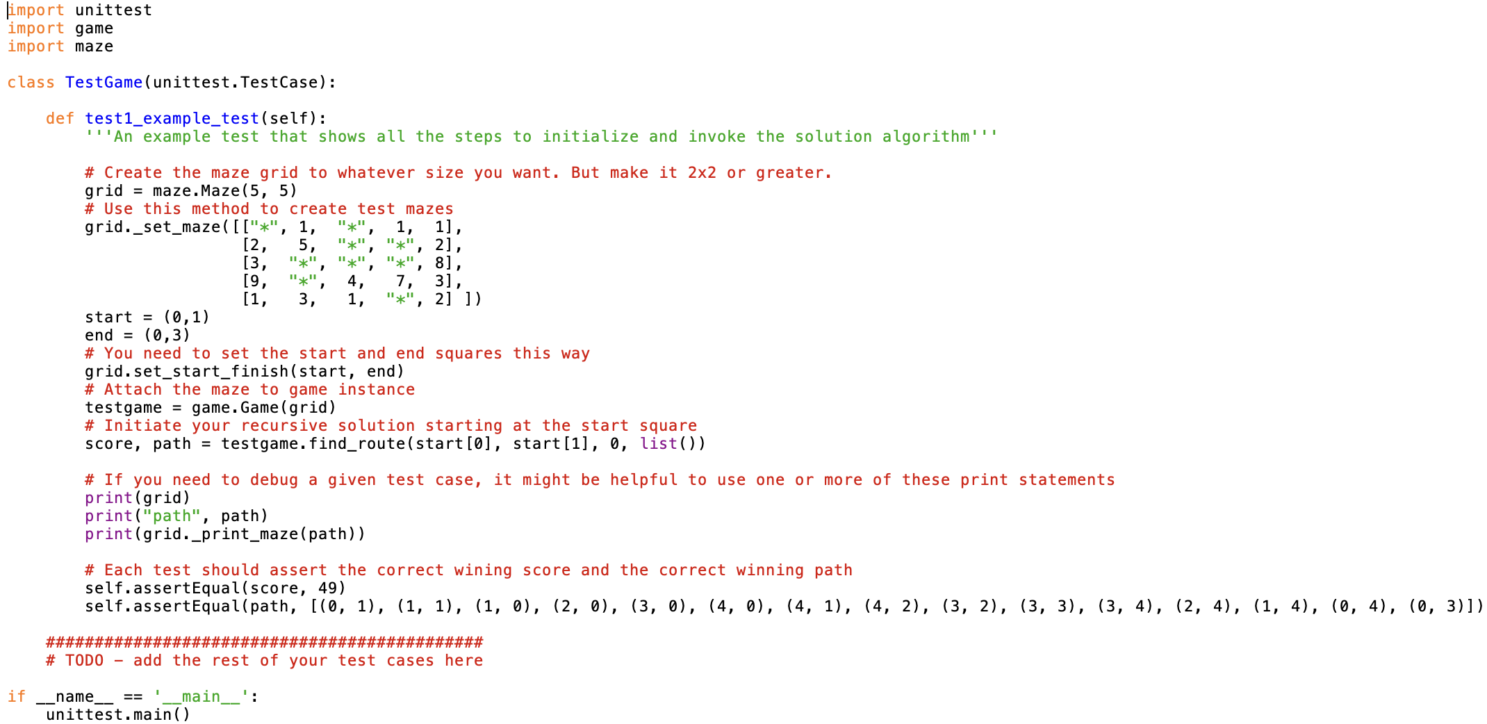 of squares that serves as the maze. Each square in the maze
