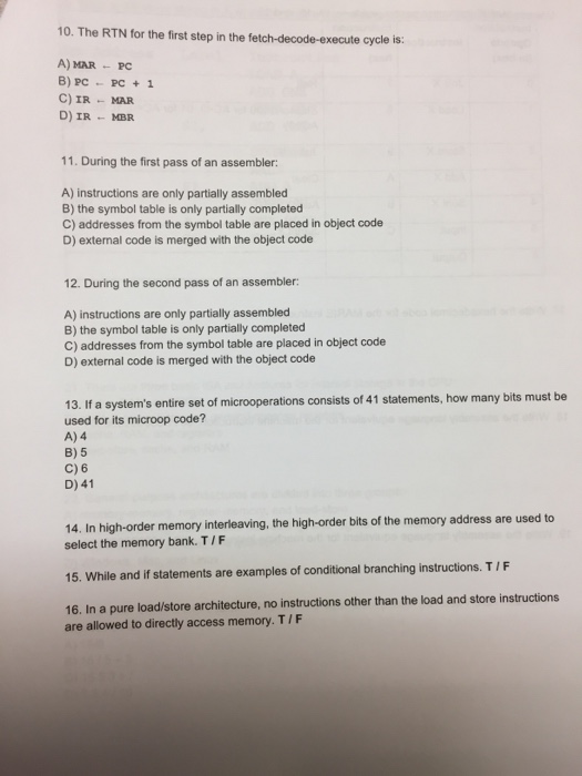  10. The RTN for the first step in the fetch-decode-execute cycle