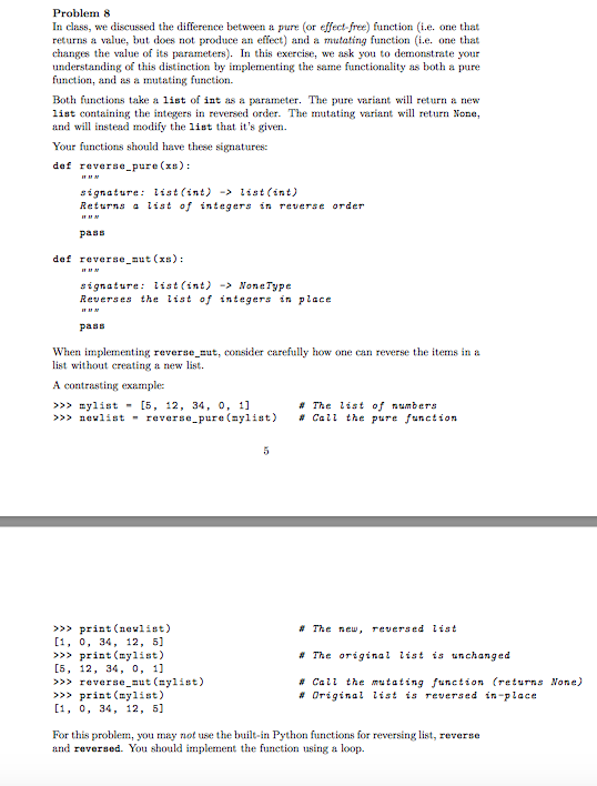  Problem 8 In class, we discussed the difference between a pure
