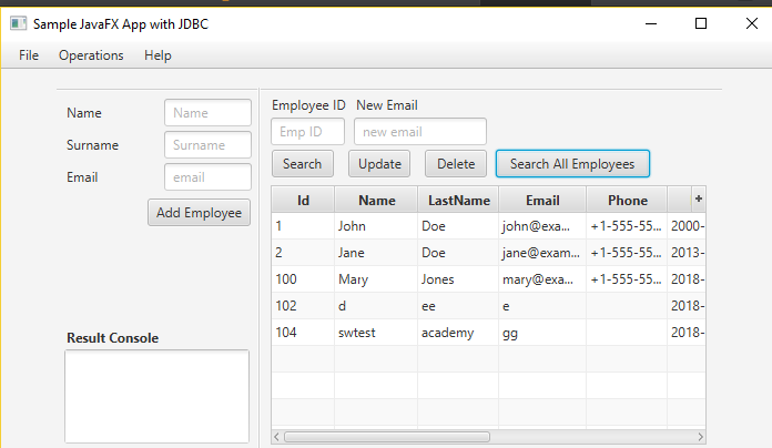  Create this using javafx Do not use fxml Sample JavaFX App