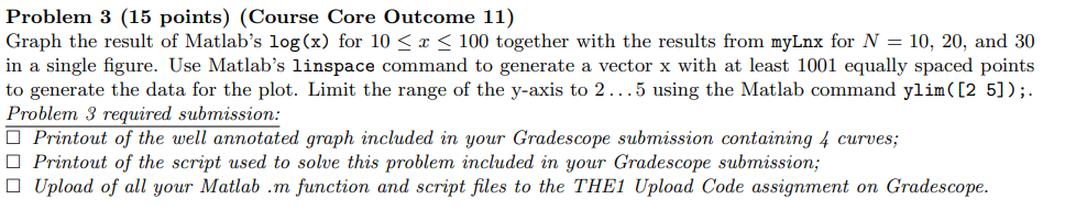  Problem 3 (15 points) (Course Core Outcome 11) Graph the result