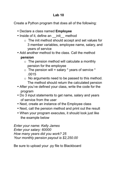  Write a Python Program. Lab 10 Create a Python program that