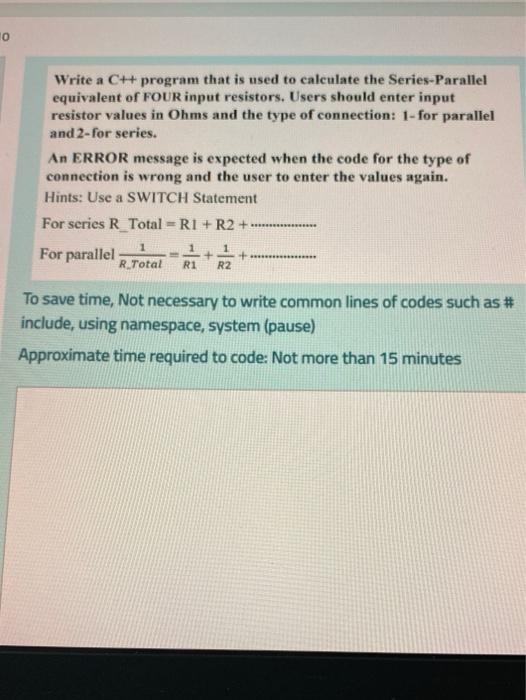  Write a C++ program that is used to calculate the Series-Parallel