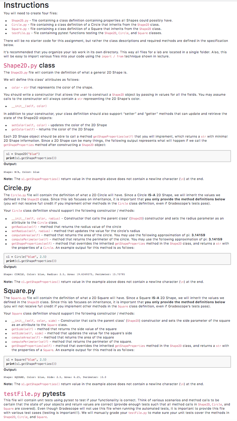 Please help me with this Python code Instructions You will need to