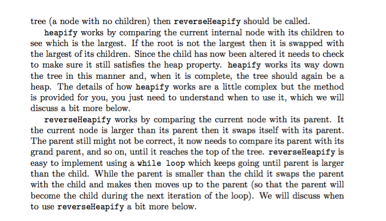 this method private void reverseHeapify(int i) TODO Implement this method private int