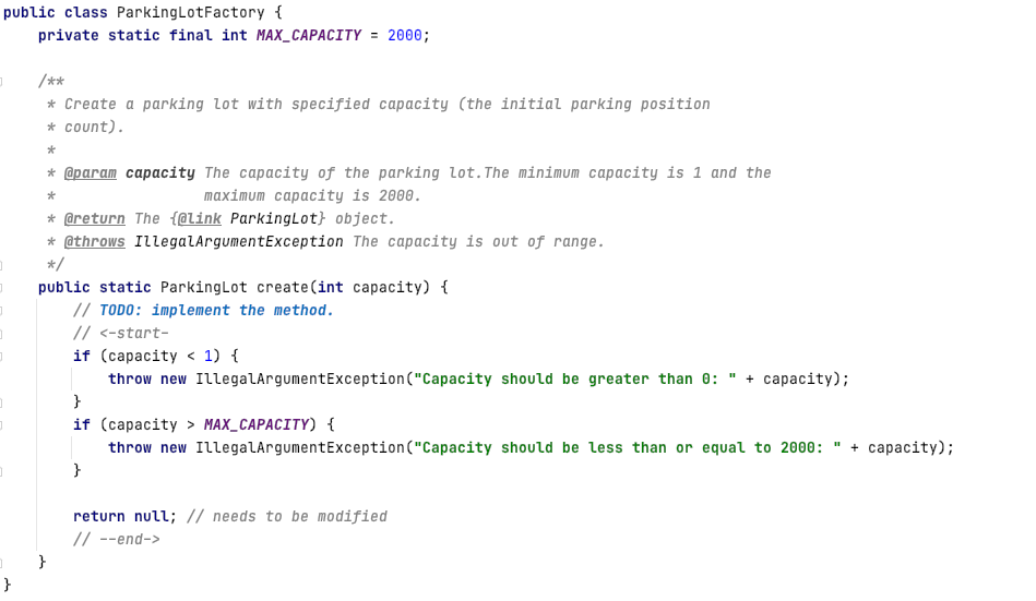 the exceptions in this class already, the return needs to be modified