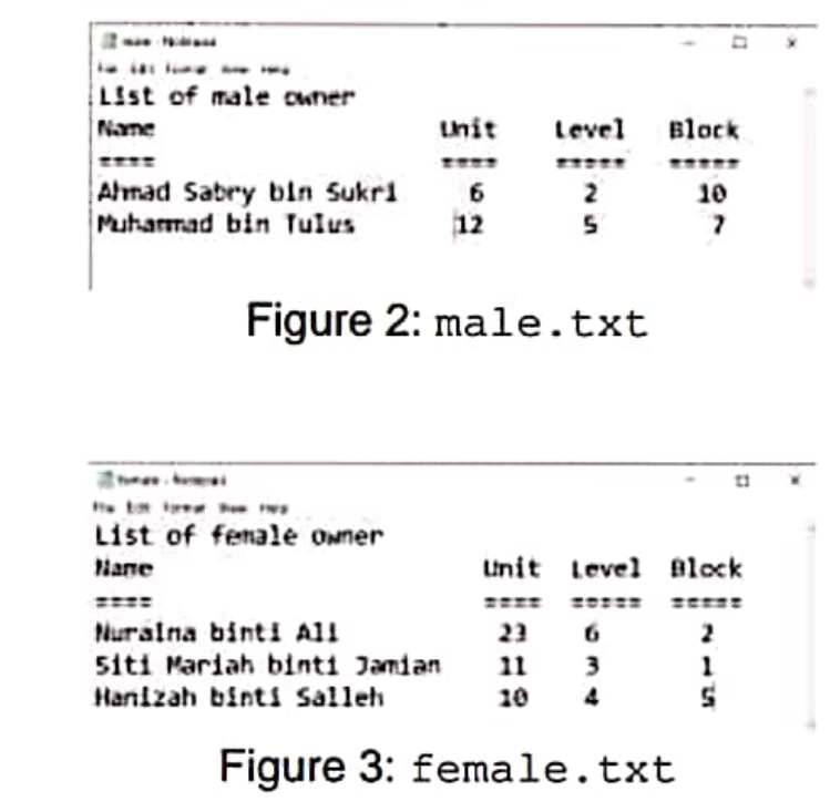 The data is comprised of owner's IC number, name, unit, level and