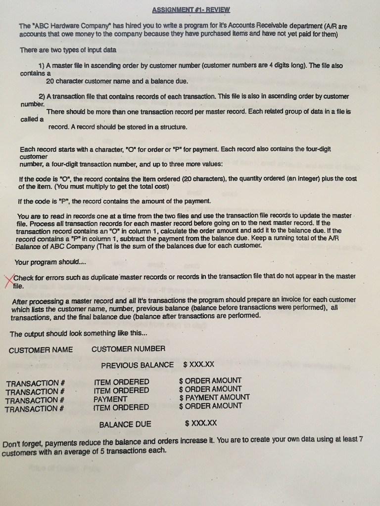  In Java please :) ASSIGNMENT - REVIEW The 'ABC Hardware Company