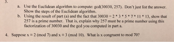  Please dont answer after 09/26 3. Use the Euclidean algorithm to