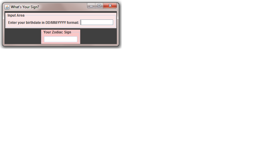 Create a GUI that we can use for our Zodiac project. It