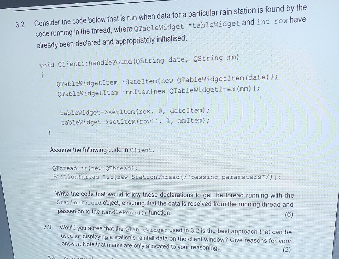 QT C++ Consider the code below that is run when data
